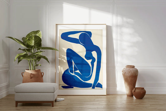 Framed Henri Matisse Blue Nude Vintage papier decoupe Famous Painting Print Retro Sketch Framed Ready to Hang Museum Exhibition Art Print