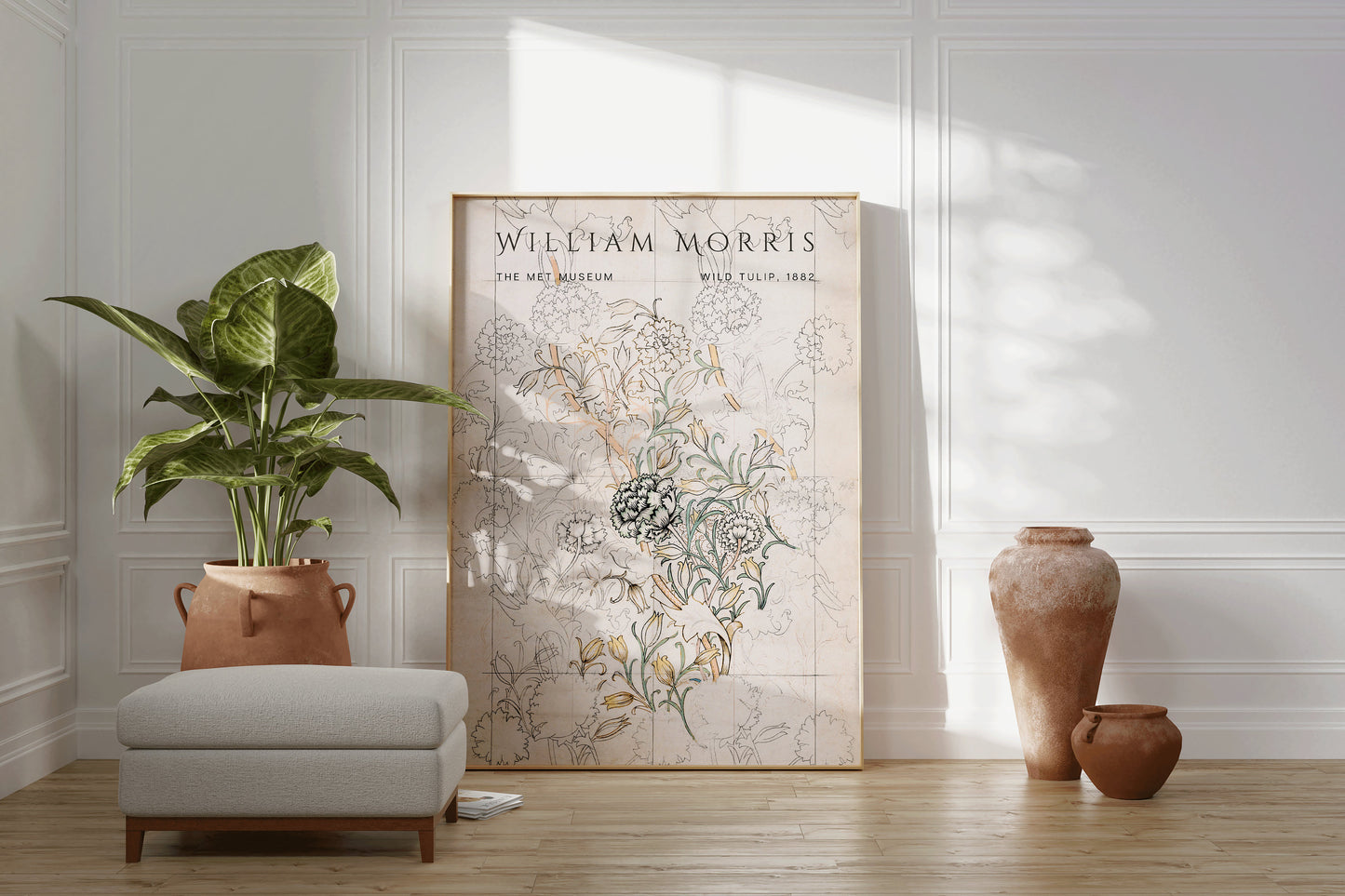 Framed William Morris WILD TULIP Print Green Peach Museum Exhibition Art Pattern Flower Botanical Market Museum Ready to hang Framed Poster