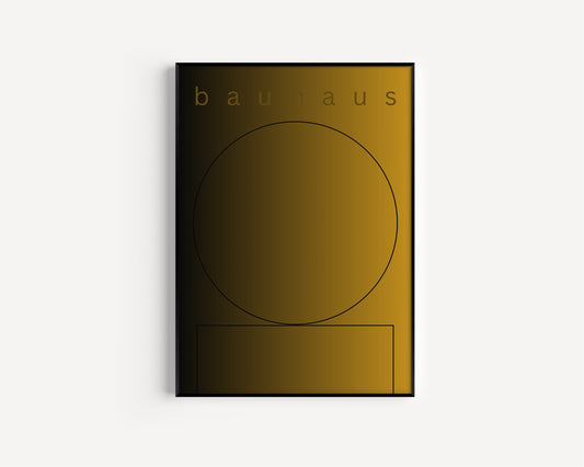 Framed Bauhaus Poster Gold Black Mid-Century Modern Print 60s Vintage Bucher 6 Shapes Abstract Museum Art Ready to hang Home Office Decor