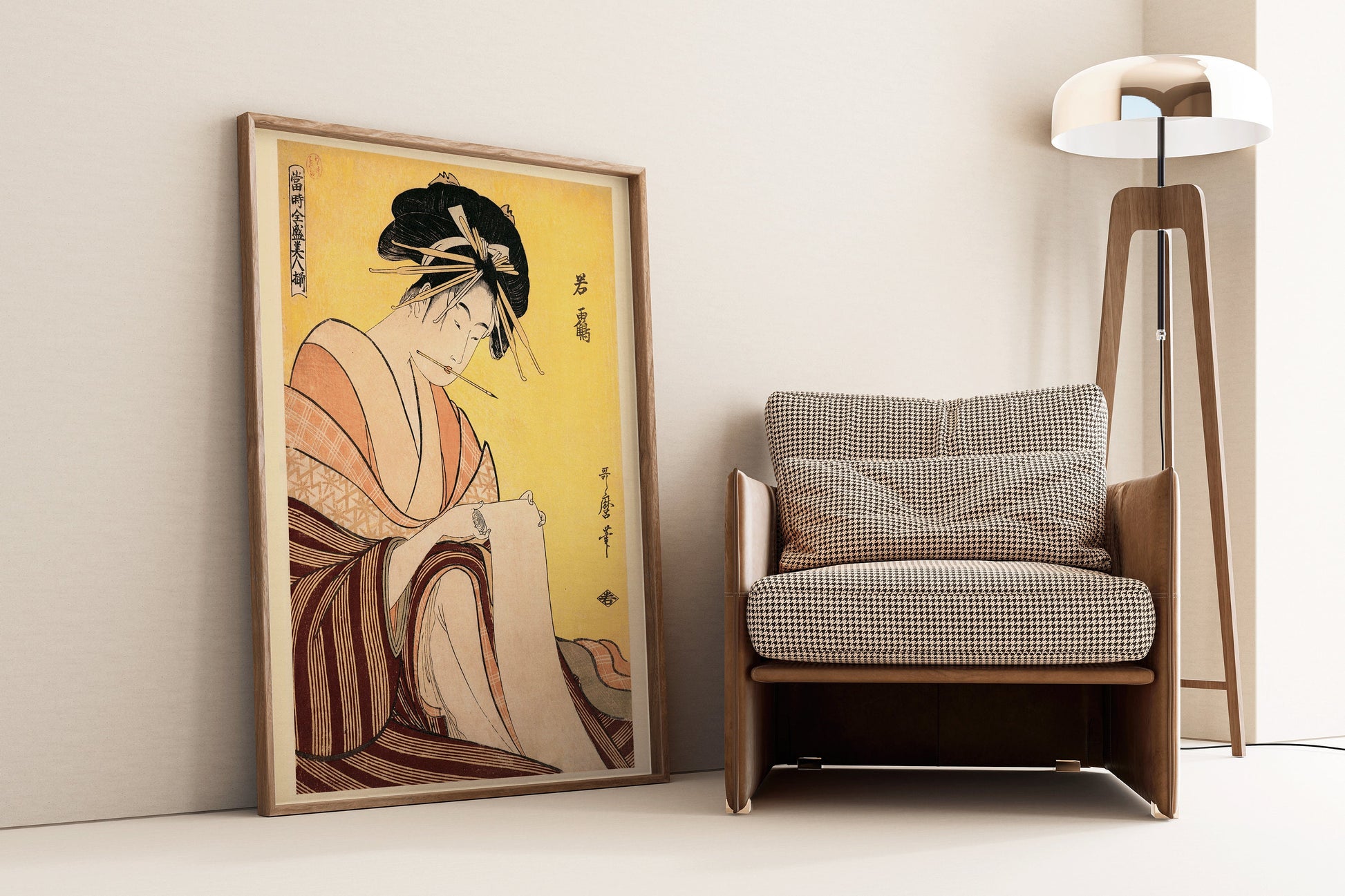Framed Japanese Print Kitagawa Utamaro Wakatsuru Woodblock Art Gallery Ukiyo-e Ready to hang Home Office Decor Museum Exhibition Print Gift