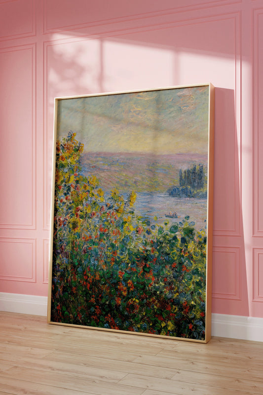 Claude Monet - Famous Print Flower Beds at Vetheuil