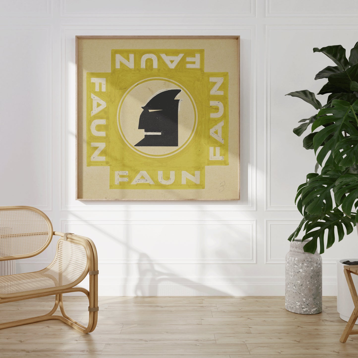 Vintage Bauhaus Museum Print Poster Yellow Faun Mid-Century Modern