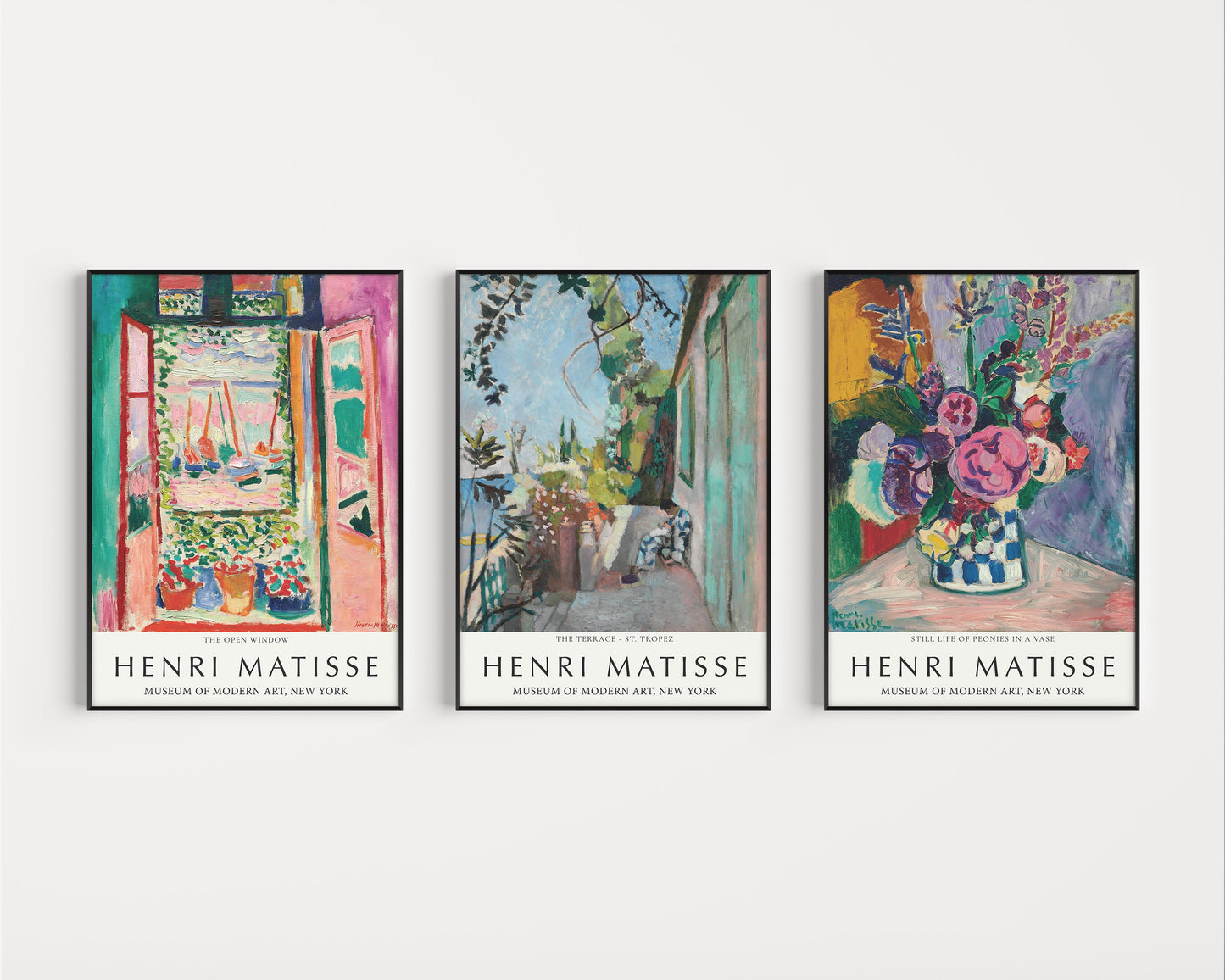 Henri Matisse Set of 3 poster prints Open Window St. Tropez Peonies