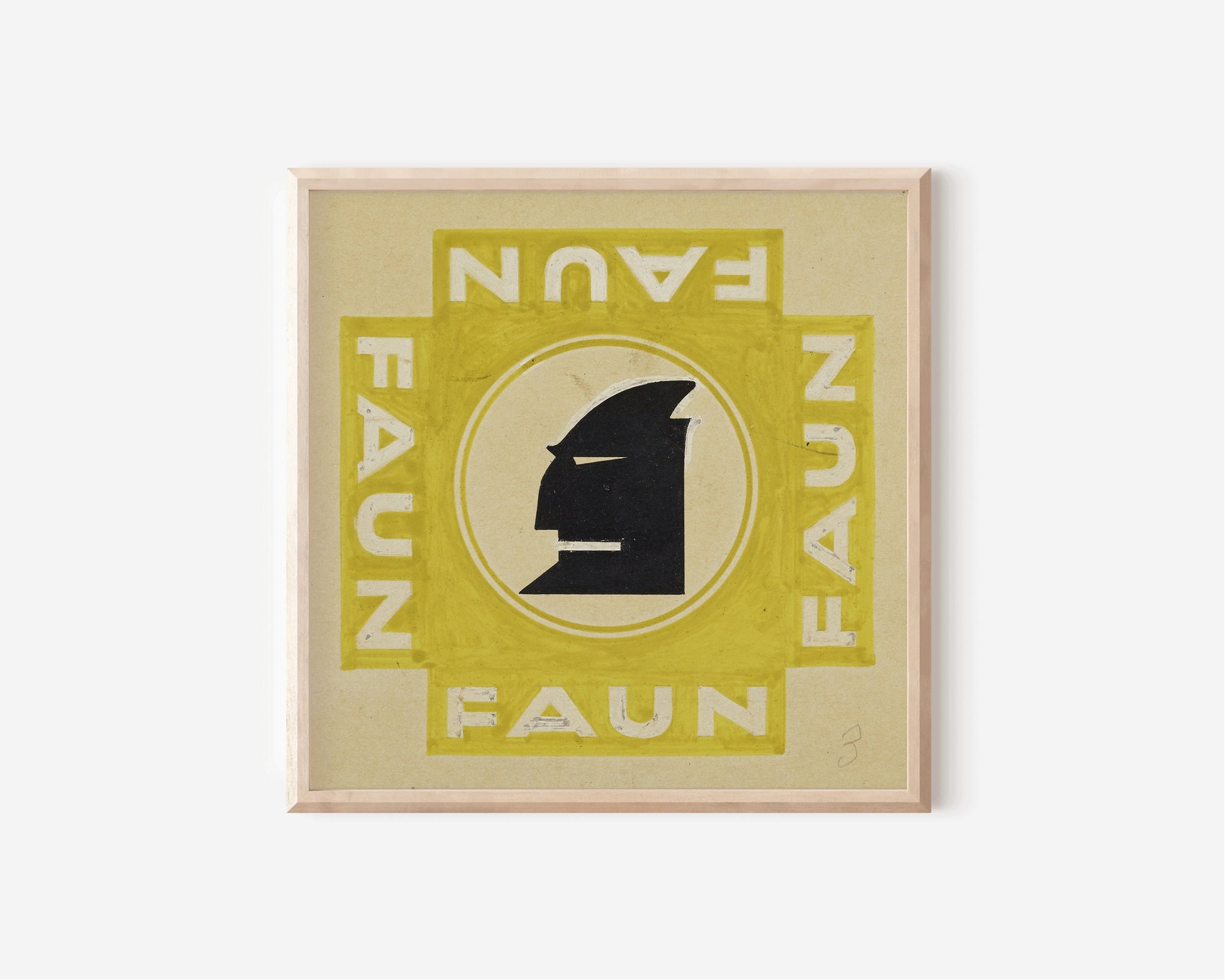 Vintage Bauhaus Museum Print Poster Yellow Faun Mid-Century Modern