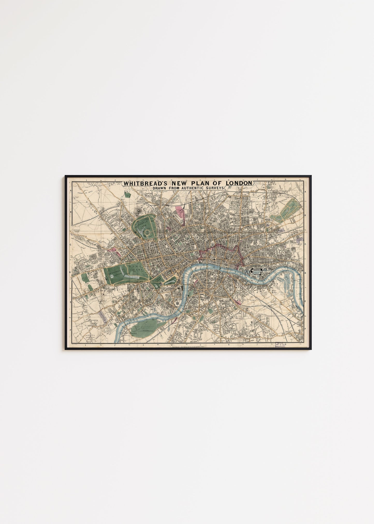 Framed Vintage Map Print London Vintage Map Art Print Old Maps Unique Gift City Theme London Gift for Him Her Framed Ready to Hang