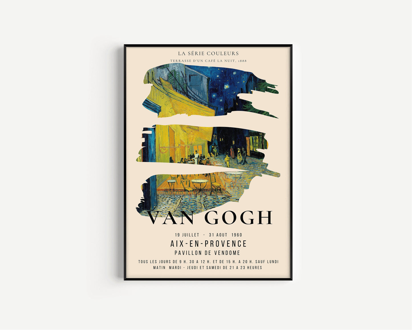 Van Gogh Colour Series Cafe Terrace Exhibition Museum Poster Fine Art Painting Vintage Famous Ready to hang Framed Home Office Decor Gift