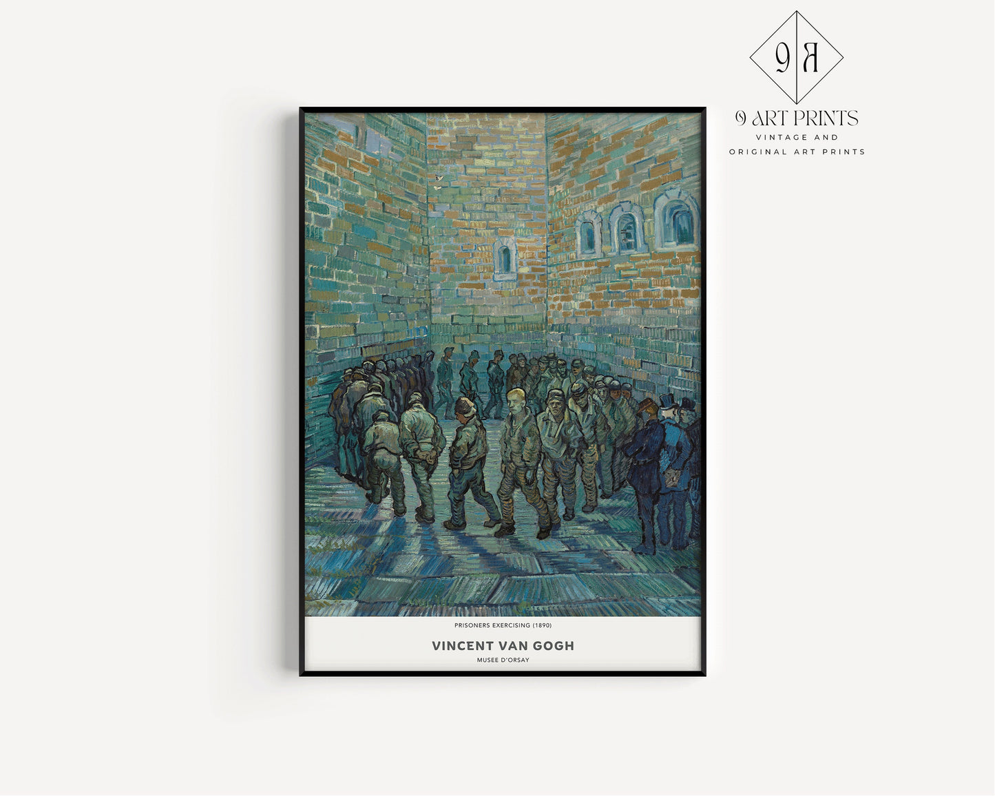 Van Gogh Prisoners Exercising Exhibition Museum Poster Fine Art Painting Vintage Famous Ready to hang Framed Home Office Decor Gift Idea