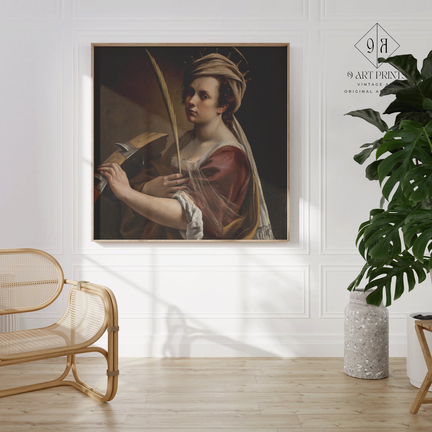 Artemisia Gentileschi Self Portrait as St. Catherine of Alexandria Renaissance Art Painting Ready to Hang Decor Home Office Decor Painting