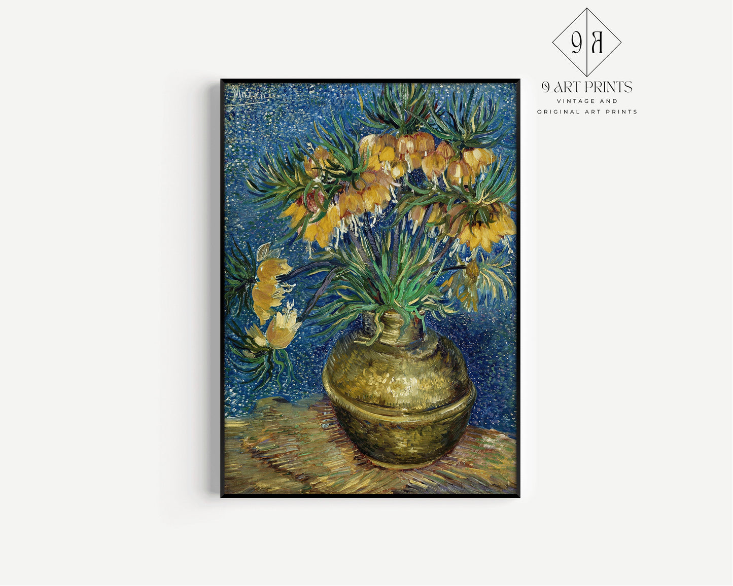Van Gogh Imperial Fritillaries in a Copper Vase Poster Fine Art Painting Vintage Famous Ready to hang Framed Home Office Decor Gift Idea