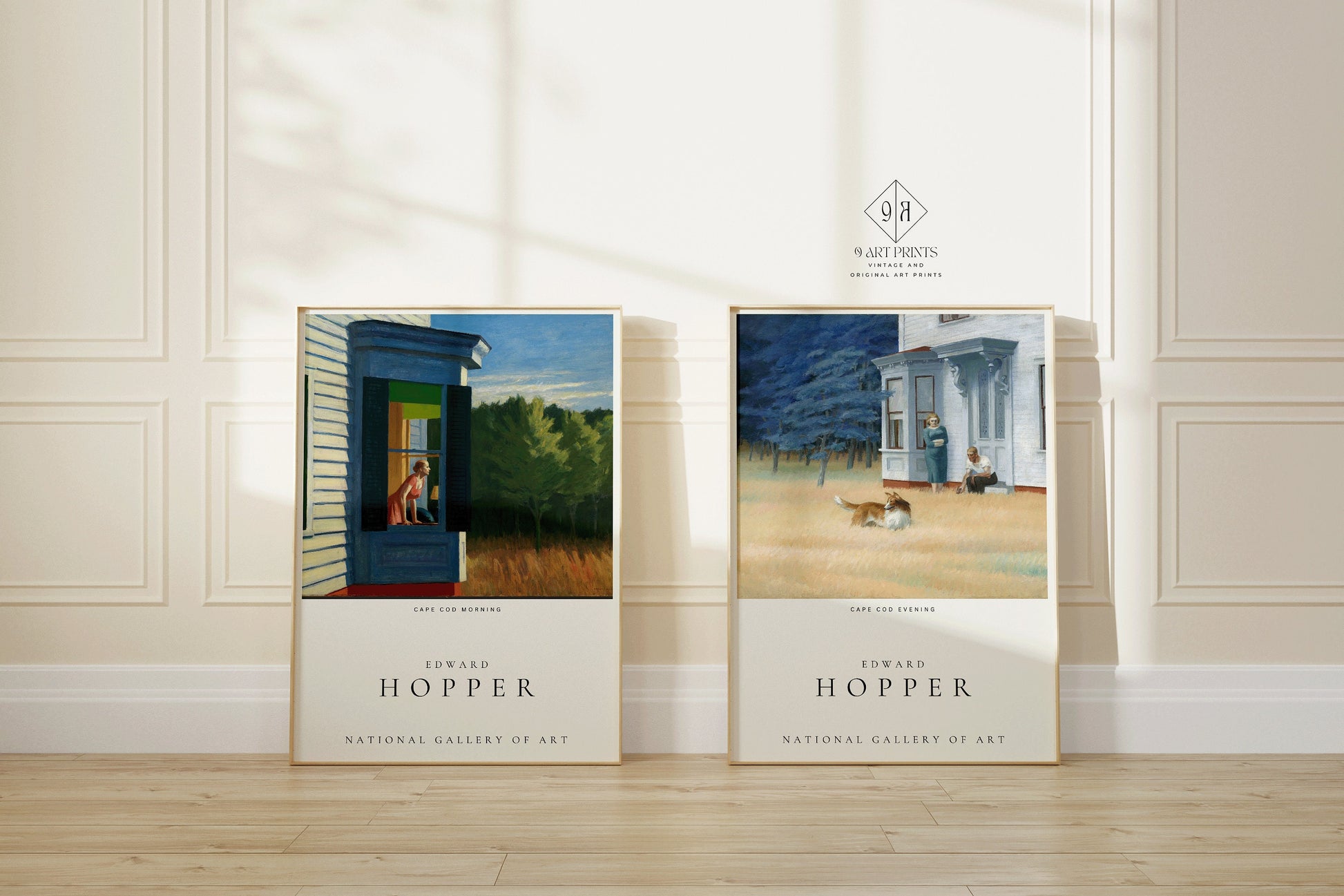 Set of 2 Edward Hopper Prints Cape Cod Morning and Evening Museum Exhibition Poster American Realist Framed Ready to Hang Home Office Decor