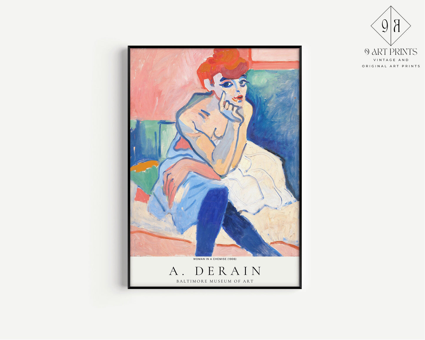 Framed Andre Derain Woman in a Chemise Iconic Famous Painting Art Print Exhibition Museum Poster Ready to Hang Home Office Decor Gift Idea