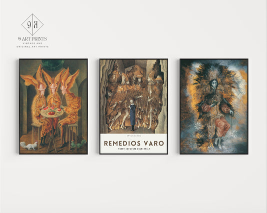Remedios Varo Set of 3 poster prints Surreal Gothic Supernatural Modern Art Print Vintage Abstract Framed Ready to Hang Home Office Decor