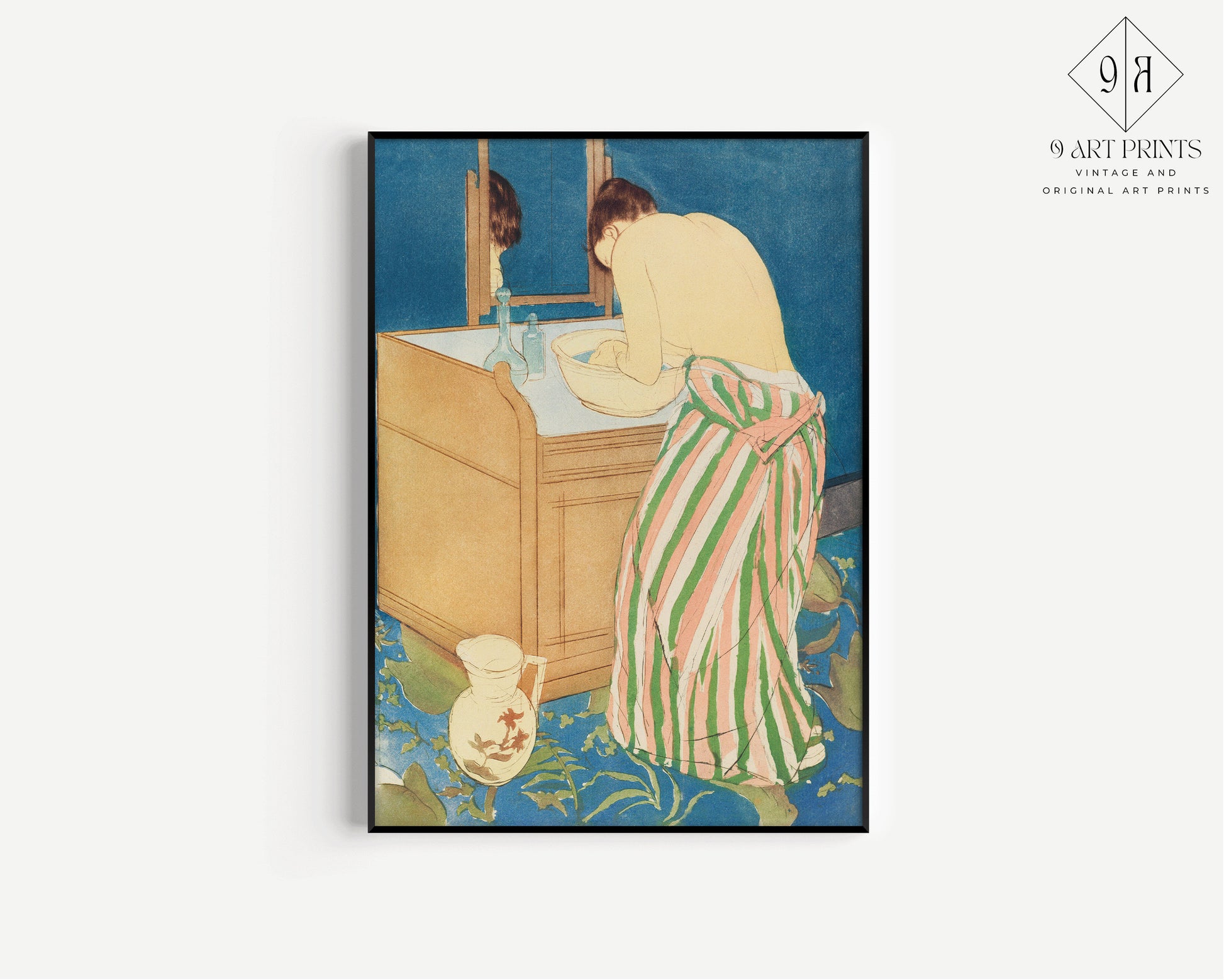 Mary Cassatt Woman Bathing Print Art Museum Fine Poster Impressionist Painting Framed Ready to Hang Exhibition Home Office Decor