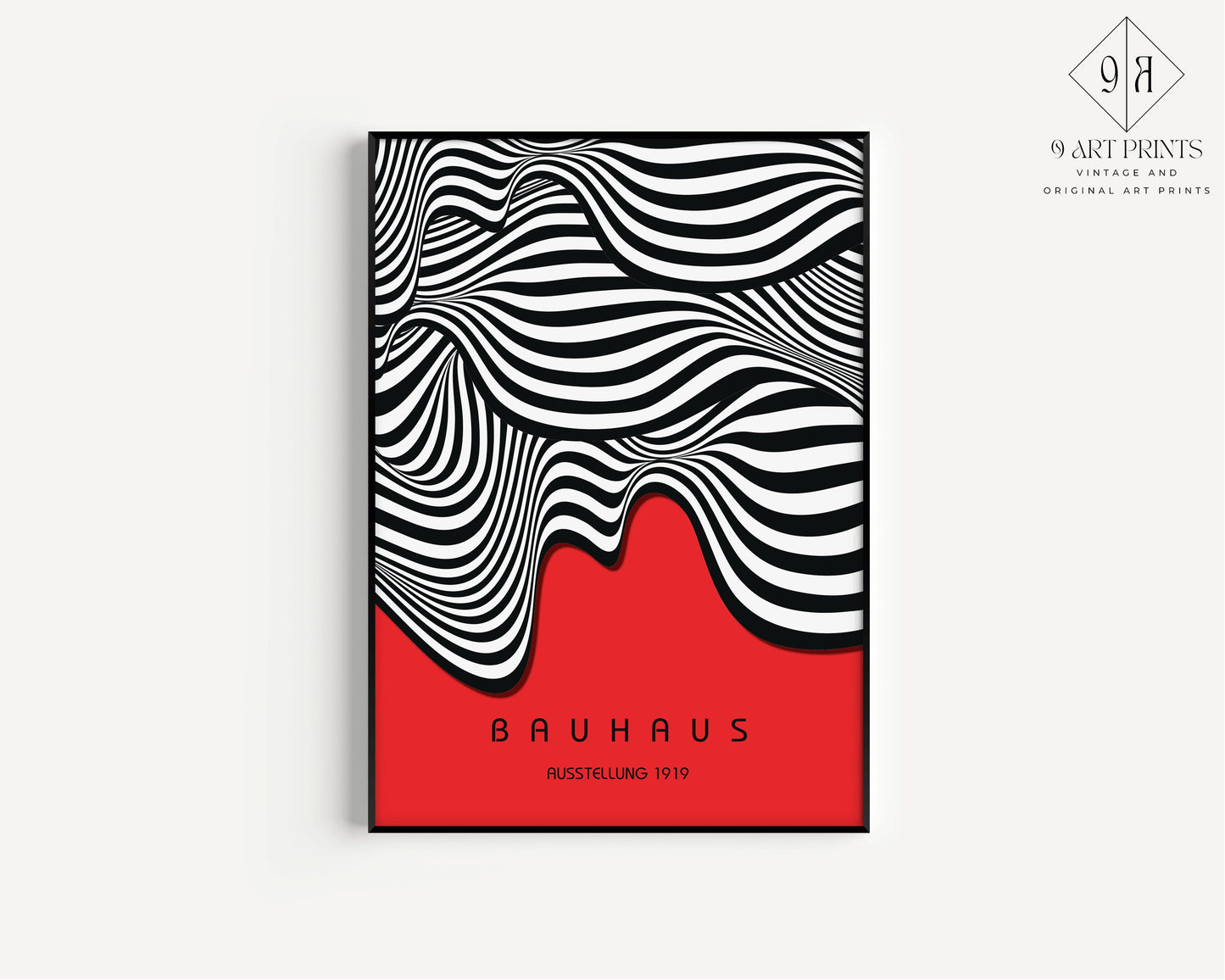 Framed Bauhaus Red Poster Mid Century Modern Museum Art Print 60s Vintage Minimalist Abstract Ready to hang Home Office Decor Gift Idea