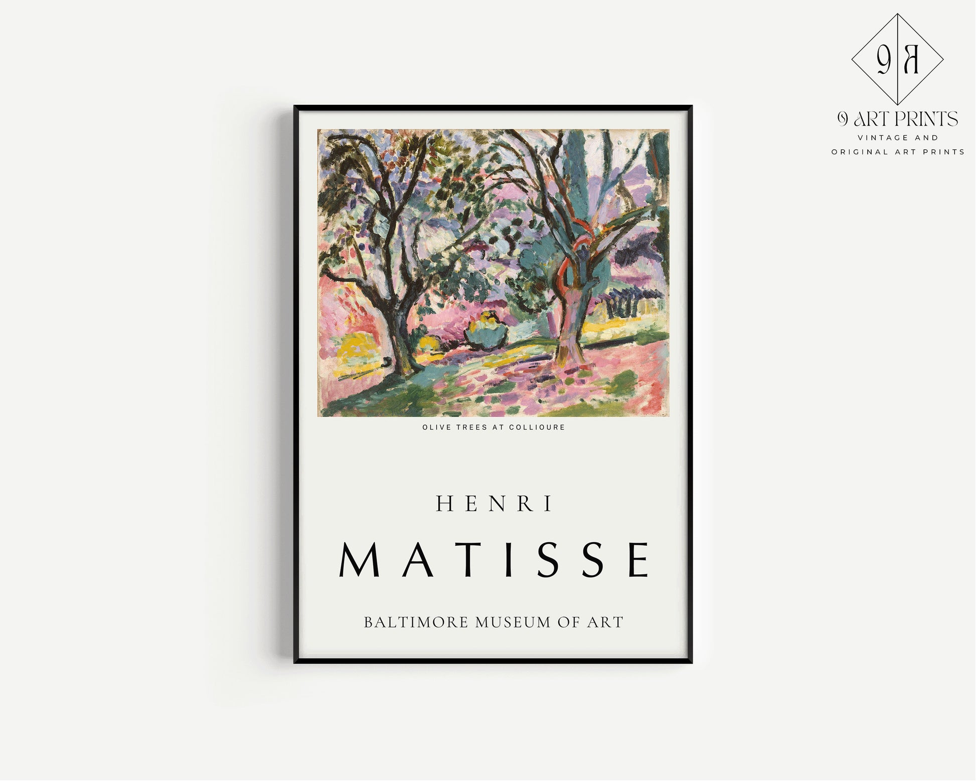 Set of 2 Henri Matisse View Collioure and Olive Trees Iconic Art Museum Famous Painting Framed Ready to Hang Home Office Poster Print Decor