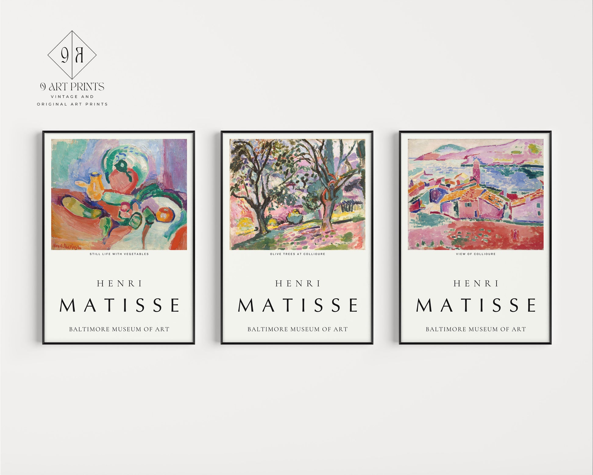 Henri Matisse Set of 3 poster prints Still Collioure View Olive Trees Art Print Vintage Abstract Framed Ready to Hang Home Office Decor
