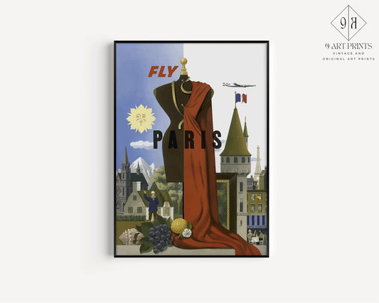 Framed Vintage Travel Poster Paris Retro Art Print Exhibition Poster Portrait Modern Gallery Framed Ready to Hang Home Office Decor