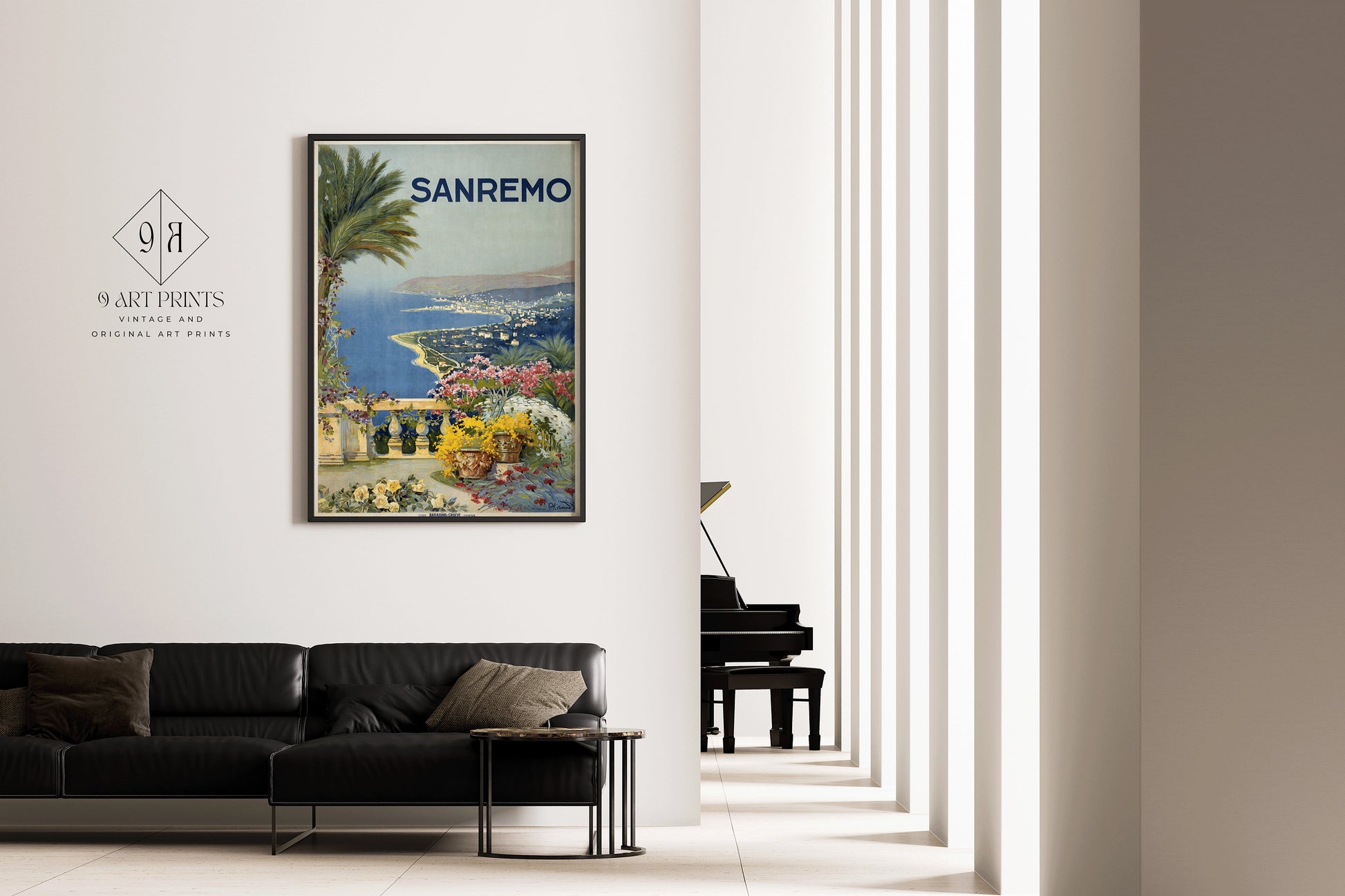 Framed Vintage Travel Poster Sanremo Italy Retro Art Print Exhibition Poster Portrait Modern Gallery Framed Ready to Hang Home Office Decor