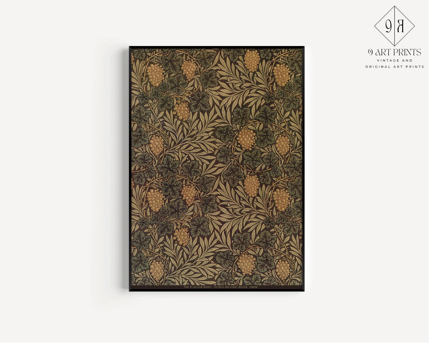 William Morris - VINE | Vintage Botanical Pattern in Brown (available framed and ready to hang or unframed)