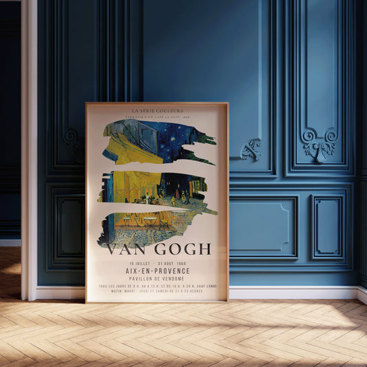Van Gogh Colour Series Cafe Terrace Exhibition Museum Poster Fine Art Painting Vintage Famous Ready to hang Framed Home Office Decor Gift