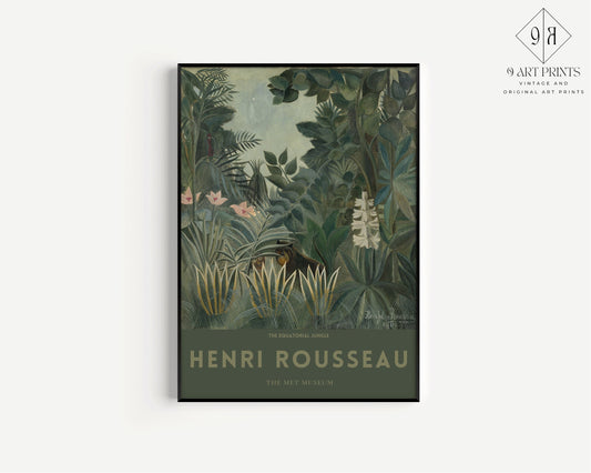 Henri Rousseau The EQUATORIAL JUNGLE Painting Wall Decor Floral Botanical print Gift Idea Famous Framed Ready to Hang Home Office Decor