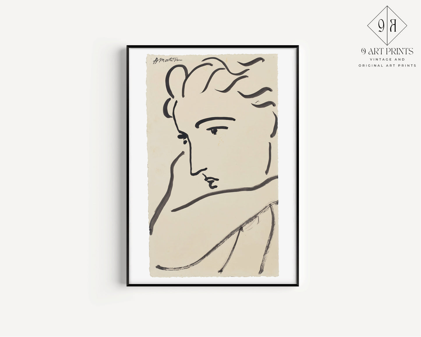 Framed Henri Matisse profil du femme sketch beige Famous Painting Art Print Retro Vintage Museum Ready to Hang Home Office Decor Gift