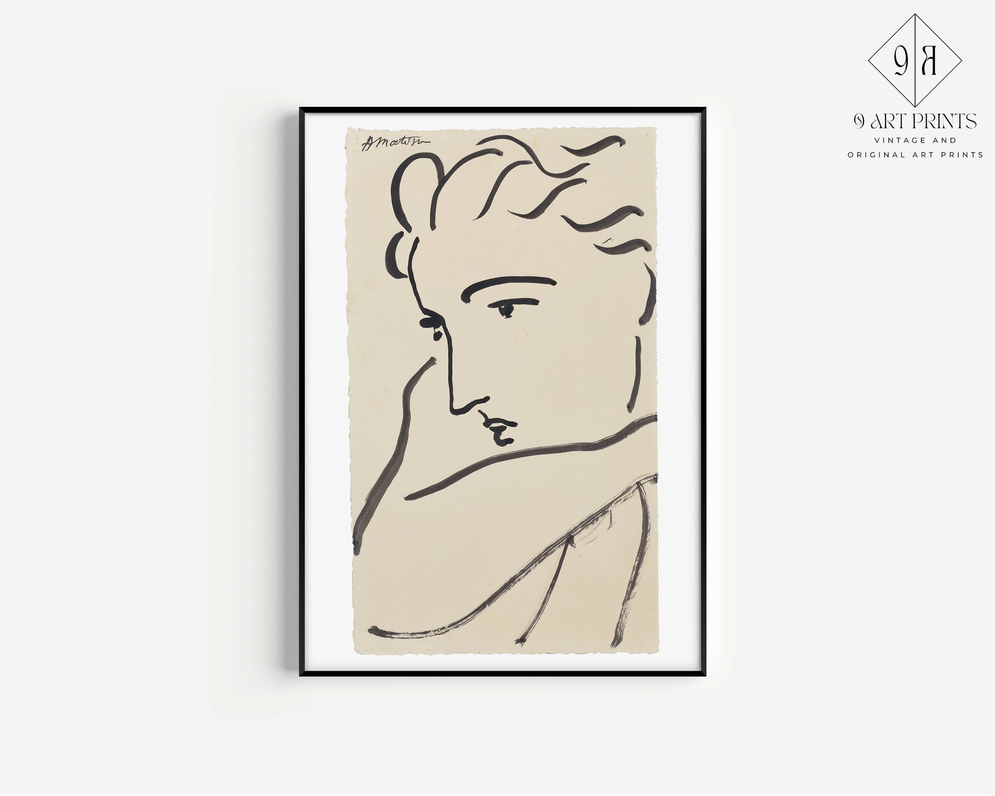 Framed Henri Matisse profil du femme sketch beige Famous Painting Art Print Retro Vintage Museum Ready to Hang Home Office Decor Gift