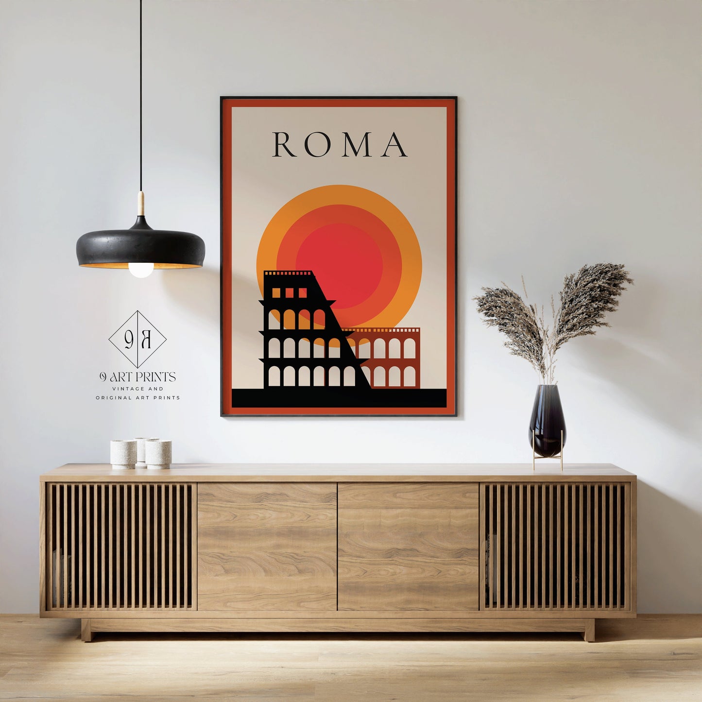 Framed Vintage Travel Poster Rome Italy Retro Art Print Exhibition Poster Portrait Modern Gallery Framed Ready to Hang Home Office Decor