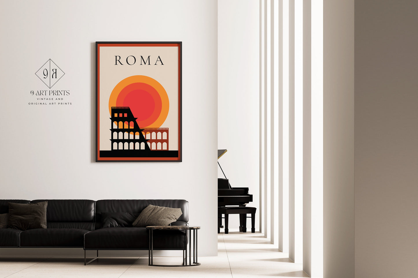 Framed Vintage Travel Poster Rome Italy Retro Art Print Exhibition Poster Portrait Modern Gallery Framed Ready to Hang Home Office Decor