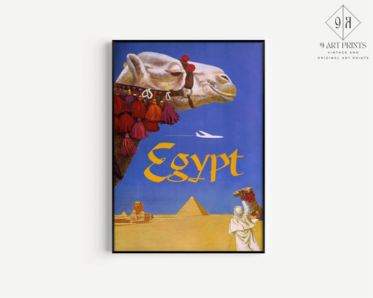 Framed Vintage Travel Poster Egypt Retro Art Print Exhibition Poster Portrait Modern Gallery Framed Ready to Hang Home Office Decor