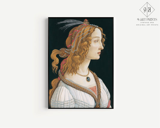 Framed Sandro Botticelli Idealized Portrait of a Lady Fine Art Renaissance Iconic Classic Vintage Painting Ready to hang Home Office Decor