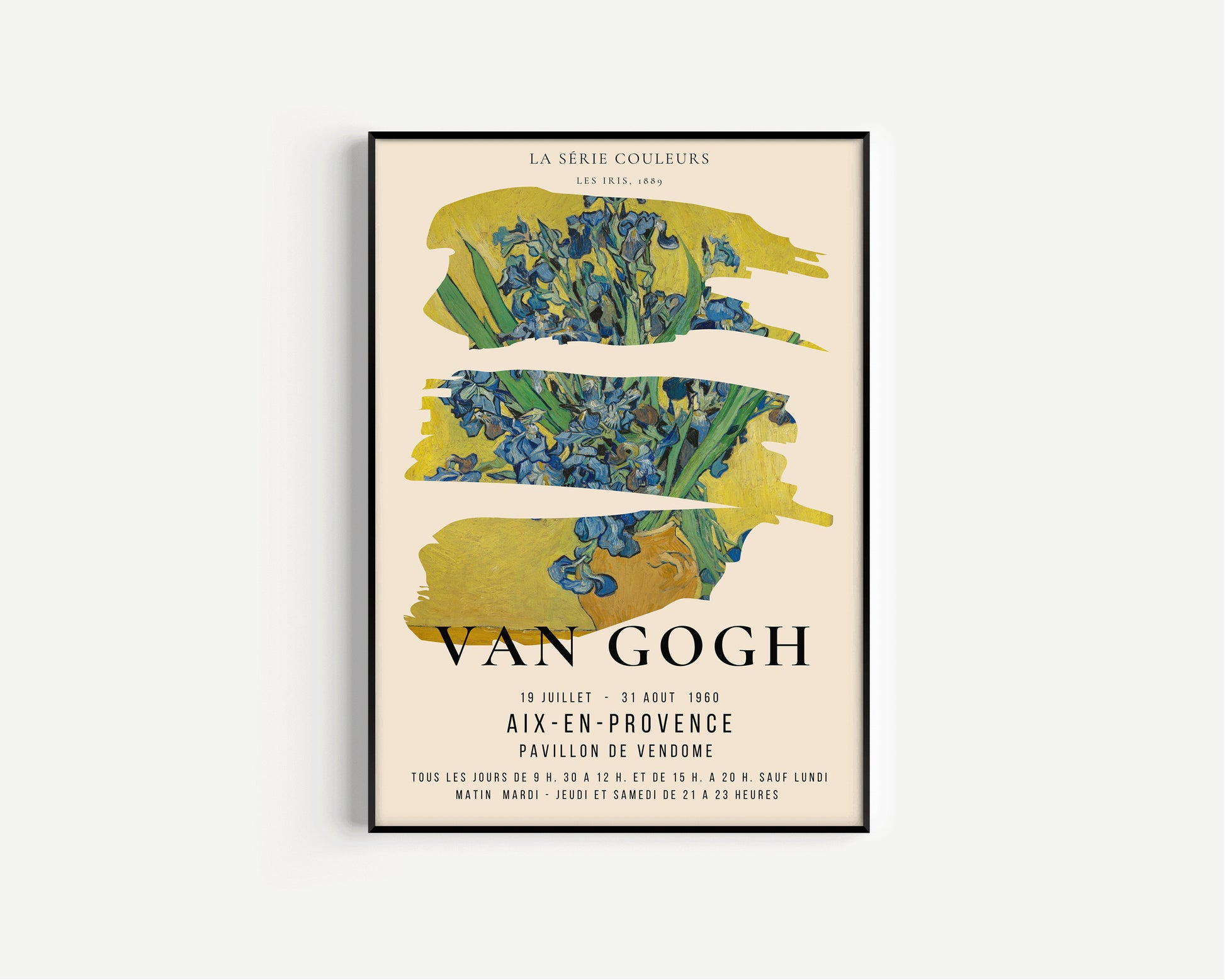 Set of 3 Van Gogh Prints Colour Series Museum Exhibition Art Nouveau Flower Pattern Flower Ready to hang Framed Home Office Decor