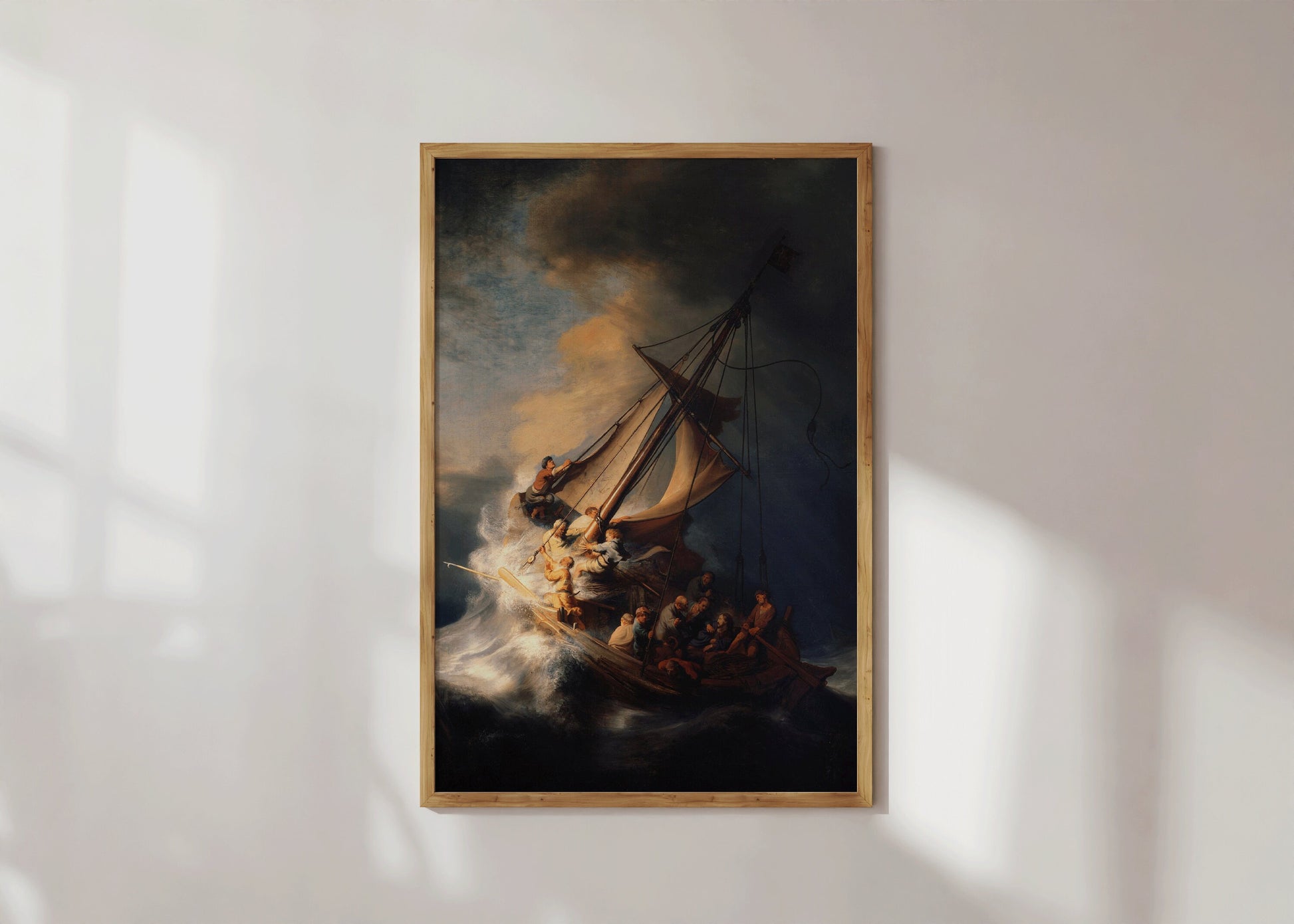 Rembrandt Storm on the Sea of Gallilee Famous Painting Classic Portrait Museum Quality Print Dutch Framed Ready to Hang Home Office Decor