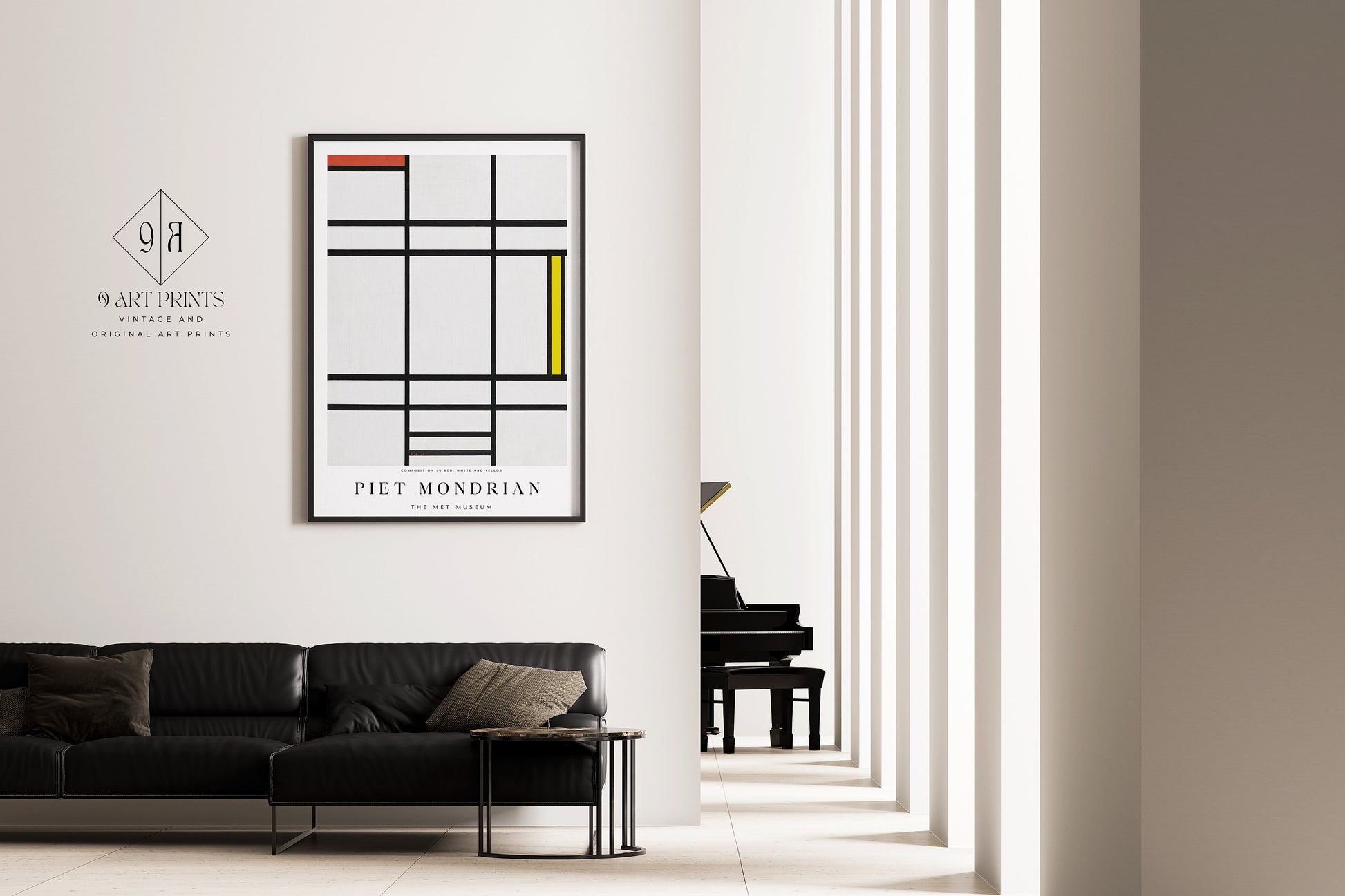 Piet Mondrian COMPOSITION 1936 Mid-Century Modern Art Print 60s Original Museum Colourful Minimalist Abstract Ready to hang Framed Decor