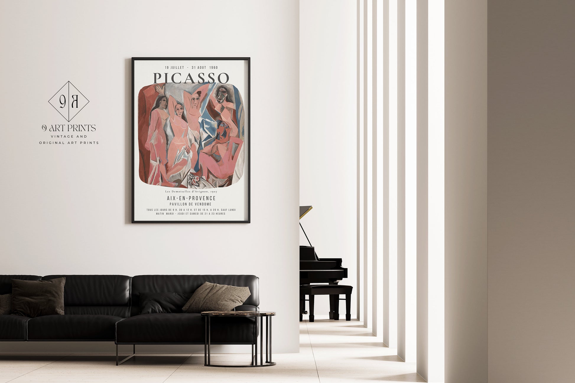 Framed Picasso Les Demoiselles d'Avignon Famous Painting Art Print Exhibition Museum Poster Ready to Hang Home Office Decor Gift Idea