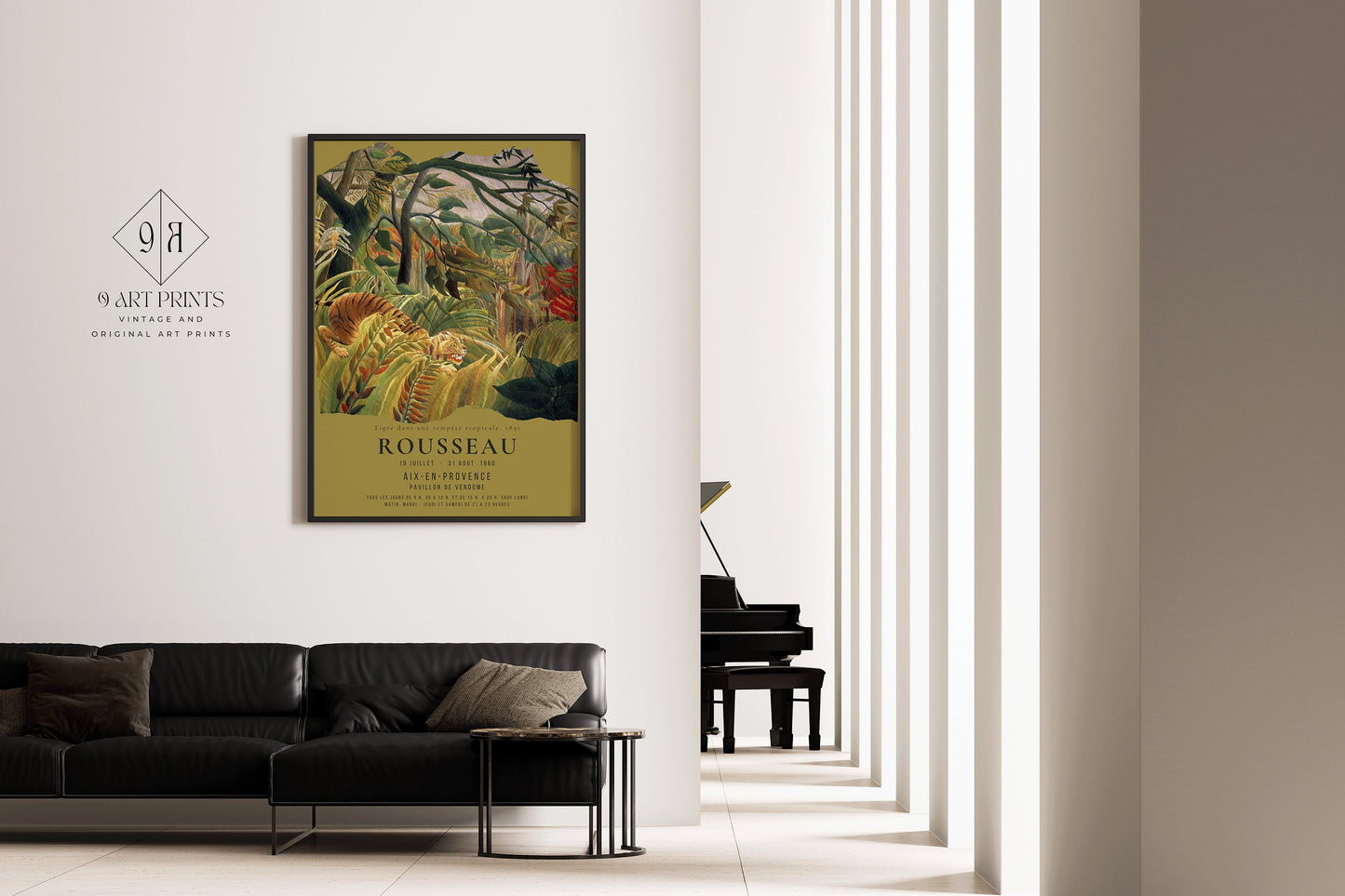 Henri Rousseau Tiger in a Tropical Jungle Poster Painting Wall Decor Floral print Gift Idea Famous Framed Ready to Hang Home Office Decor