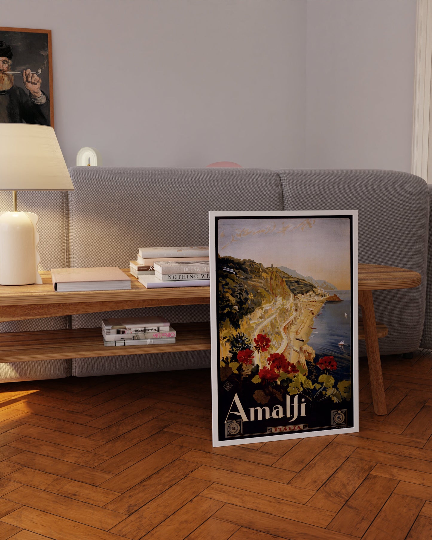 Framed Vintage Travel Poster Amalfi Italy Retro Art Print Exhibition Poster Portrait Modern Gallery Framed Ready to Hang Home Office Decor