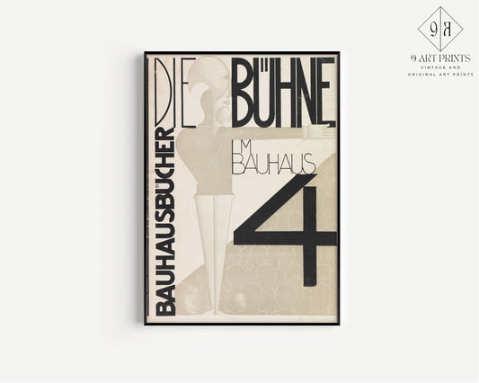 Framed Bauhaus Vintage Die Buhne Poster Mid-Century Modern Art Print 60s Vintage Museum Minimalist Abstract Ready to hang Framed Decor Gift