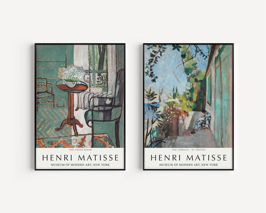 Set of 2 Henri Matisse Prints - The Green Room and St. Tropez | Museum Art Posters (available framed or unframed)