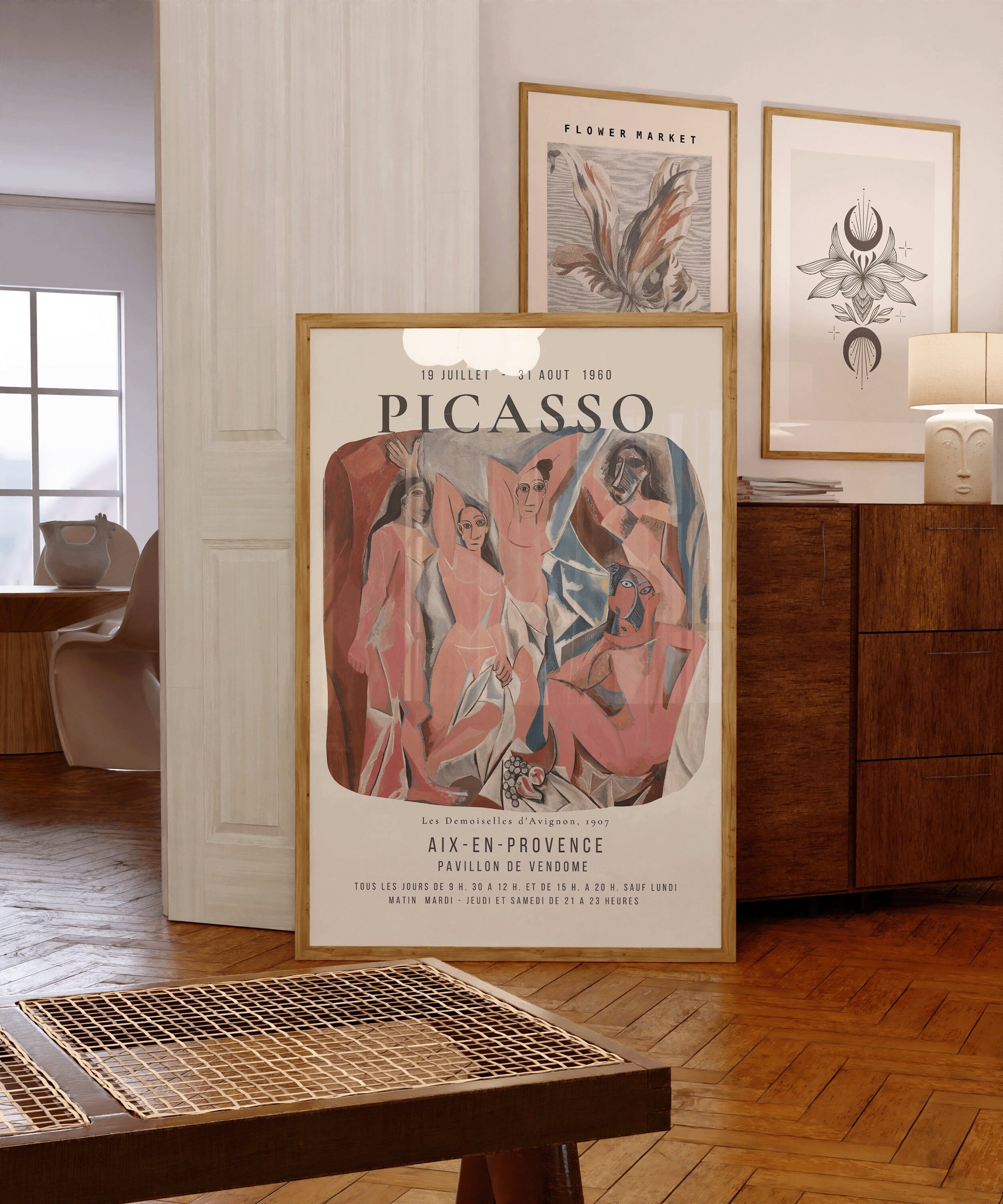 Framed Picasso Les Demoiselles d'Avignon Famous Painting Art Print Exhibition Museum Poster Ready to Hang Home Office Decor Gift Idea