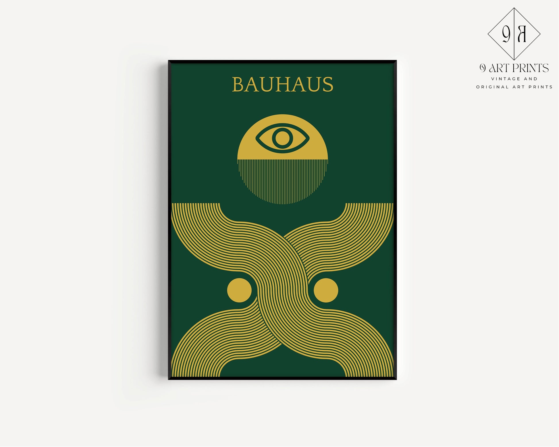 Bauhaus GREEN GOLD Deus Ex Forest Emerald Mid-Century Museum Modern Art Print 60s Vintage Minimalist Abstract Ready to hang Framed Decor