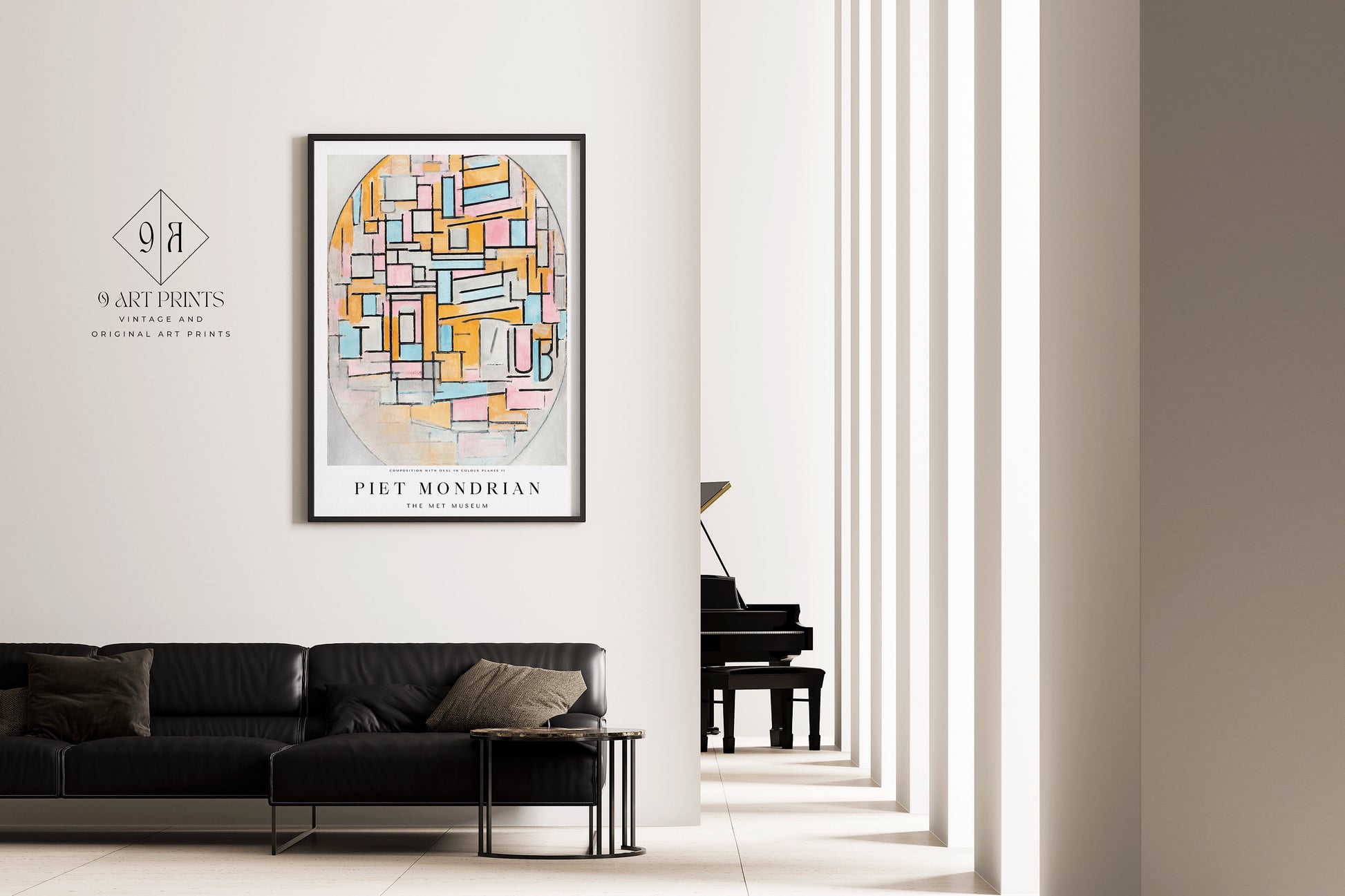 Piet Mondrian COMPOSITION OVAL Mid-Century Modern Art Print 60s Original Museum Colourful Minimalist Abstract Ready to hang Framed Decor