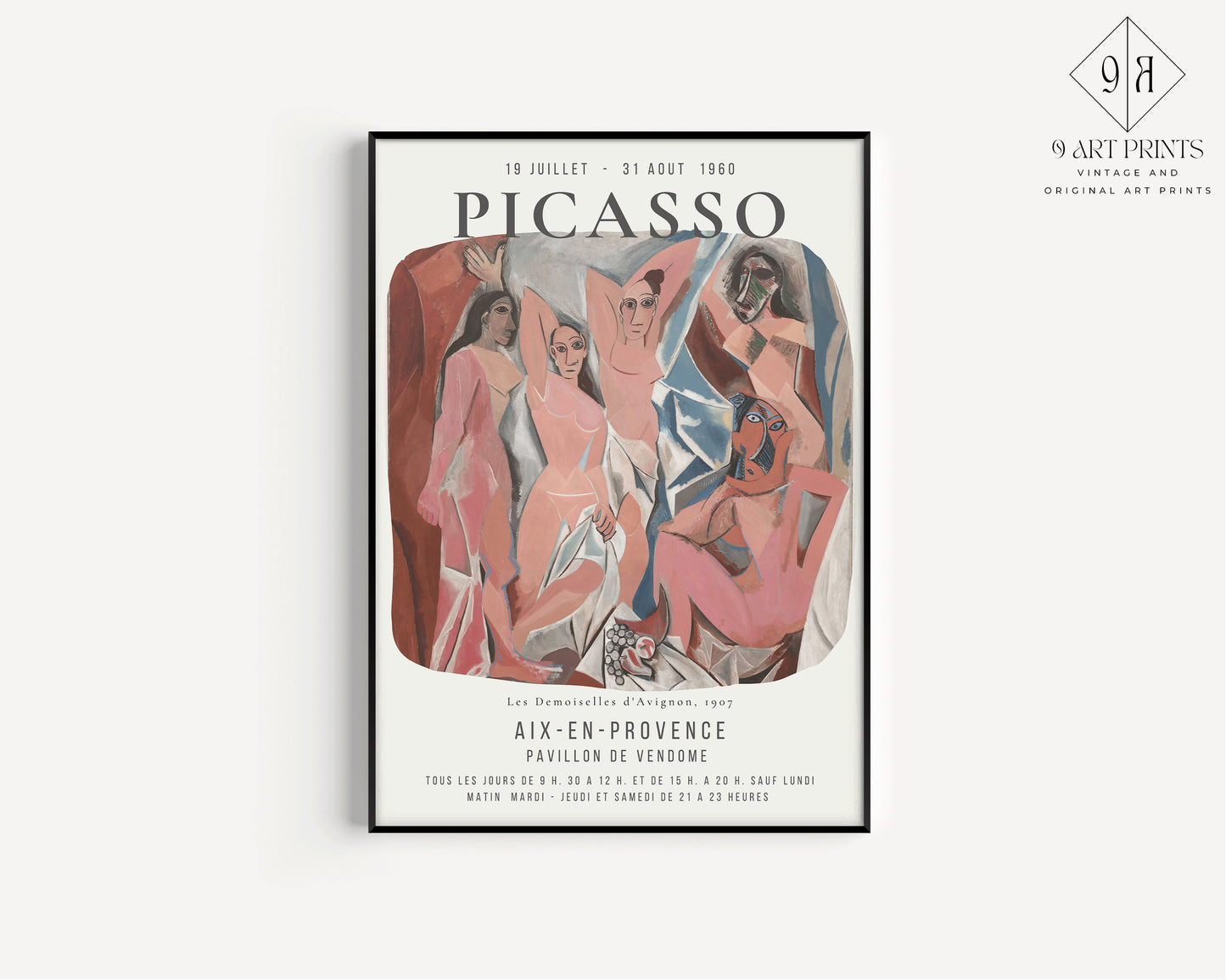 Framed Picasso Les Demoiselles d'Avignon Famous Painting Art Print Exhibition Museum Poster Ready to Hang Home Office Decor Gift Idea