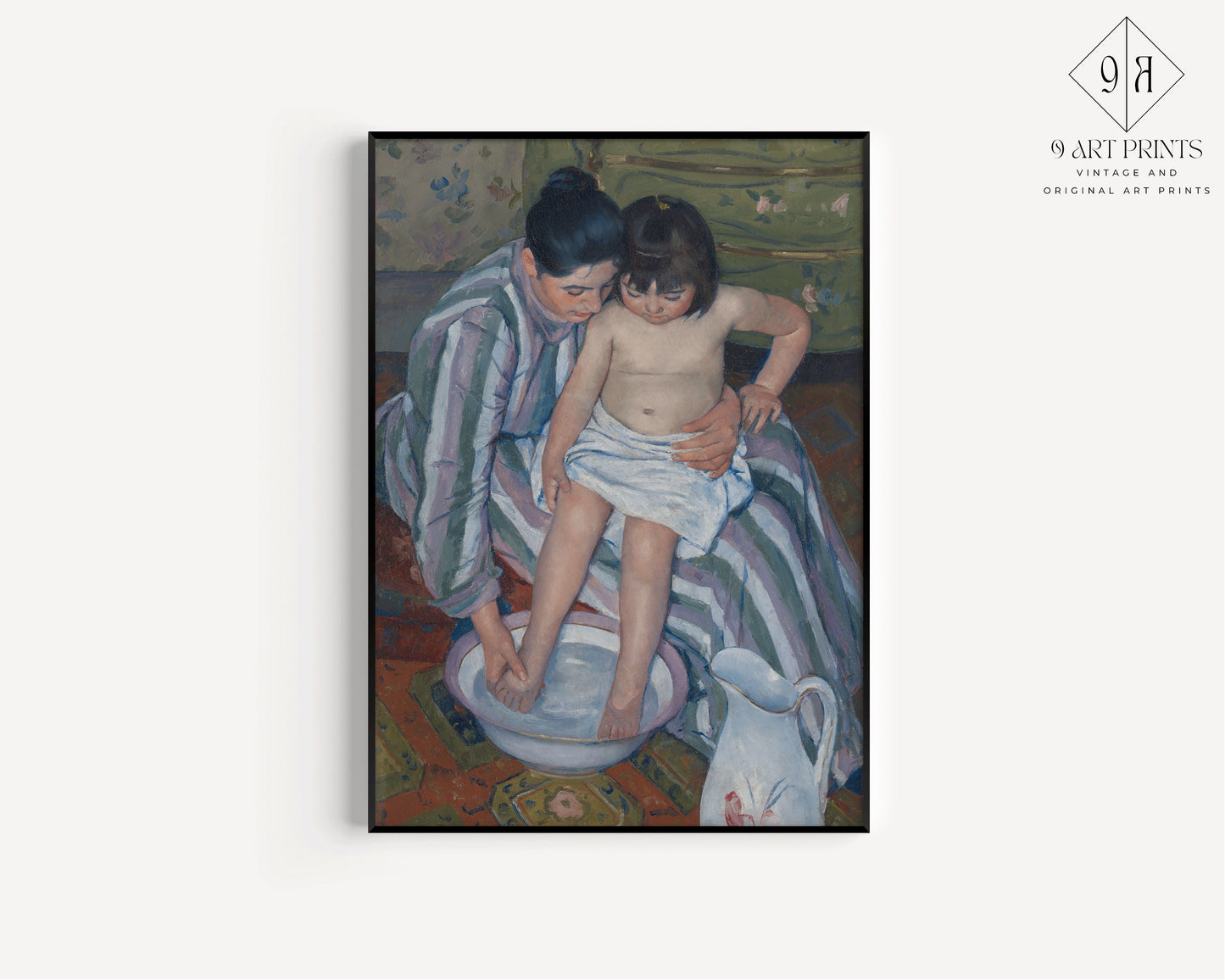 Mary Cassatt The Child's Bath Print Art Museum Fine Poster Impressionist Painting Framed Ready to Hang Exhibition Home Office Decor