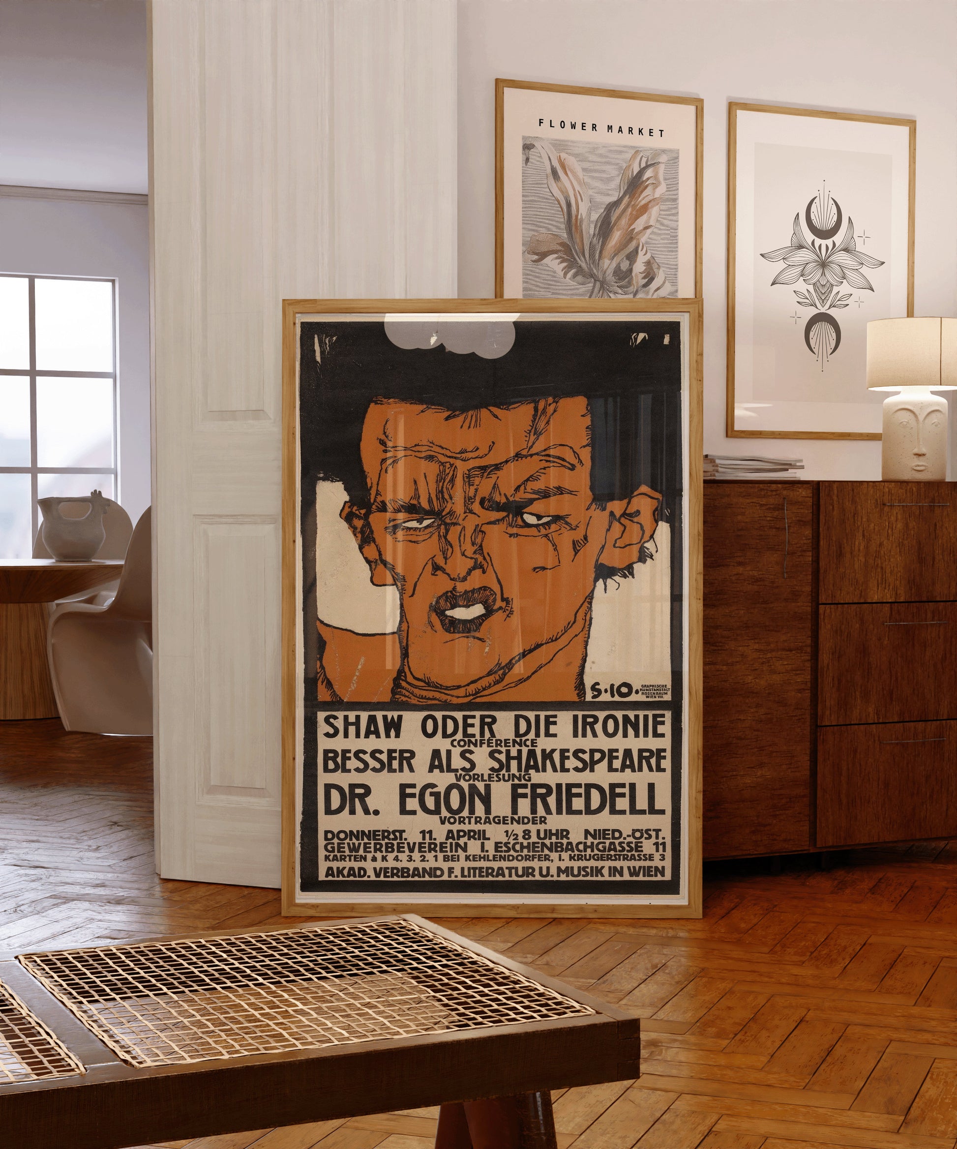 Egon Schiele Poster Fine Art Poster Famous Painting Vintage Gold Exhibition Ready to hang Framed Home Office Decor Museum Print