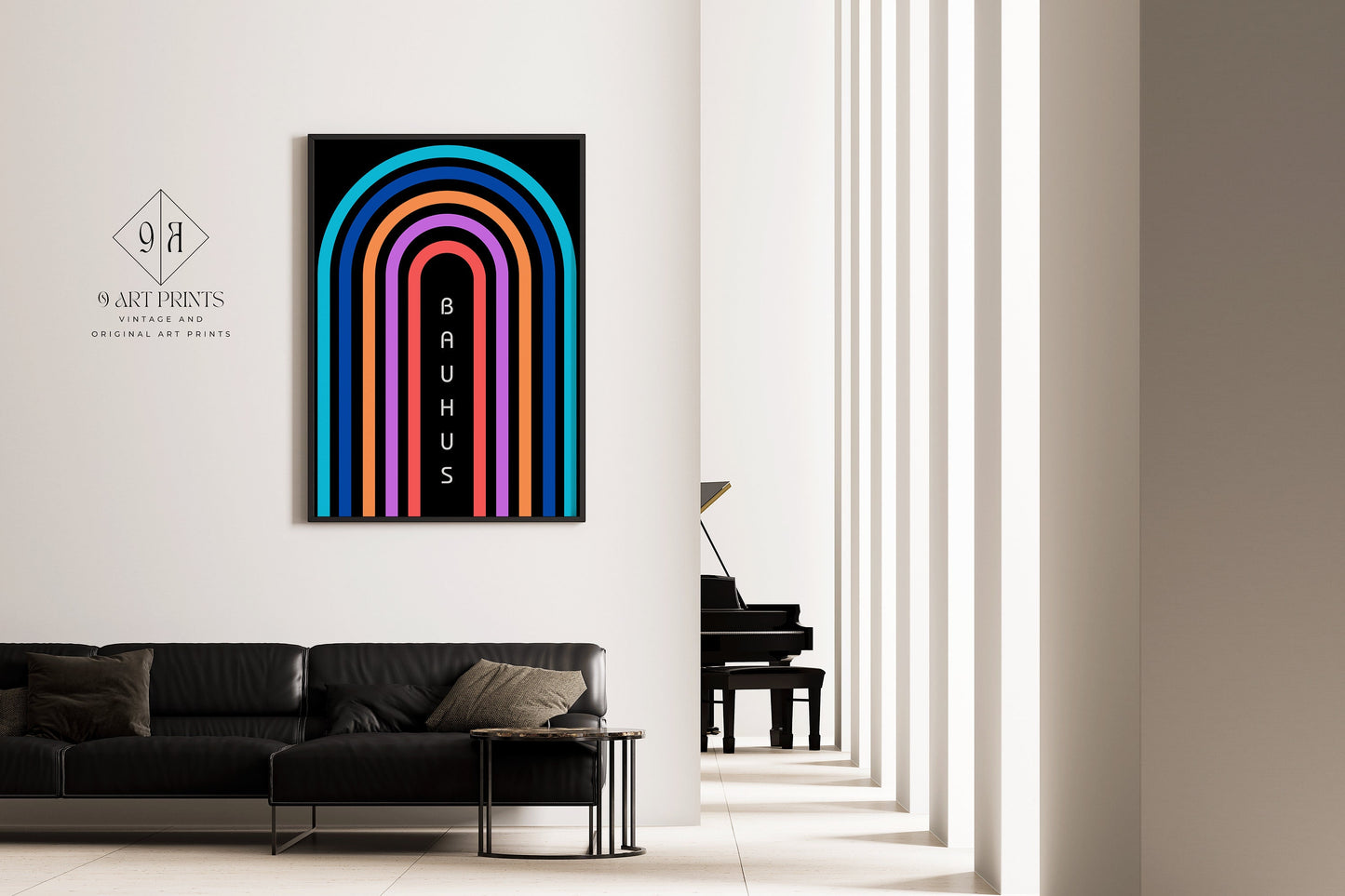 Framed Colorful Bauhaus Arches Poster Mid-Century Modern Exhibition Print 60s Vintage Abstract Museum Art Ready to hang Home Office Decor