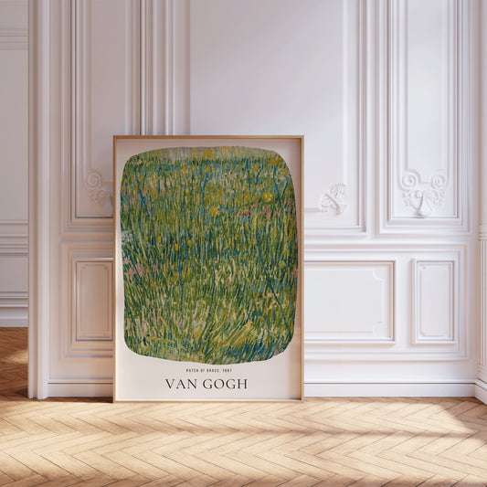 Van Gogh Patch of Grass Green Exhibition Museum Poster Fine Art Painting Vintage Famous Ready to hang Framed Home Office Decor Gift Idea