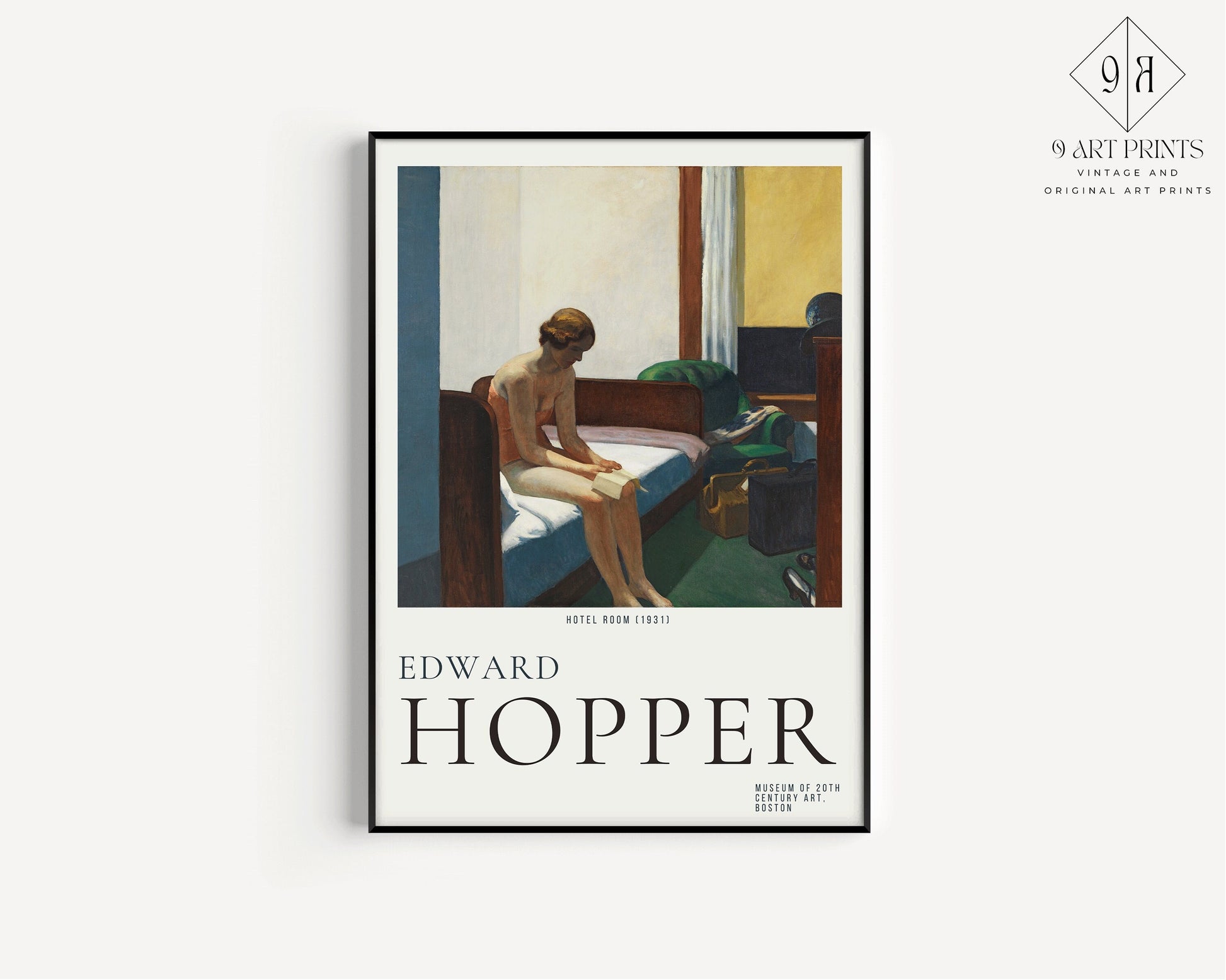 Edward Hopper HOTEL ROOM Fine Art Print Famous Painting Vintage American Framed Ready to Hang Home Office Decor Unique Gift Idea