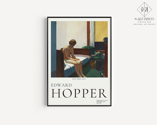 Edward Hopper HOTEL ROOM Fine Art Print Famous Painting Vintage American Framed Ready to Hang Home Office Decor Unique Gift Idea