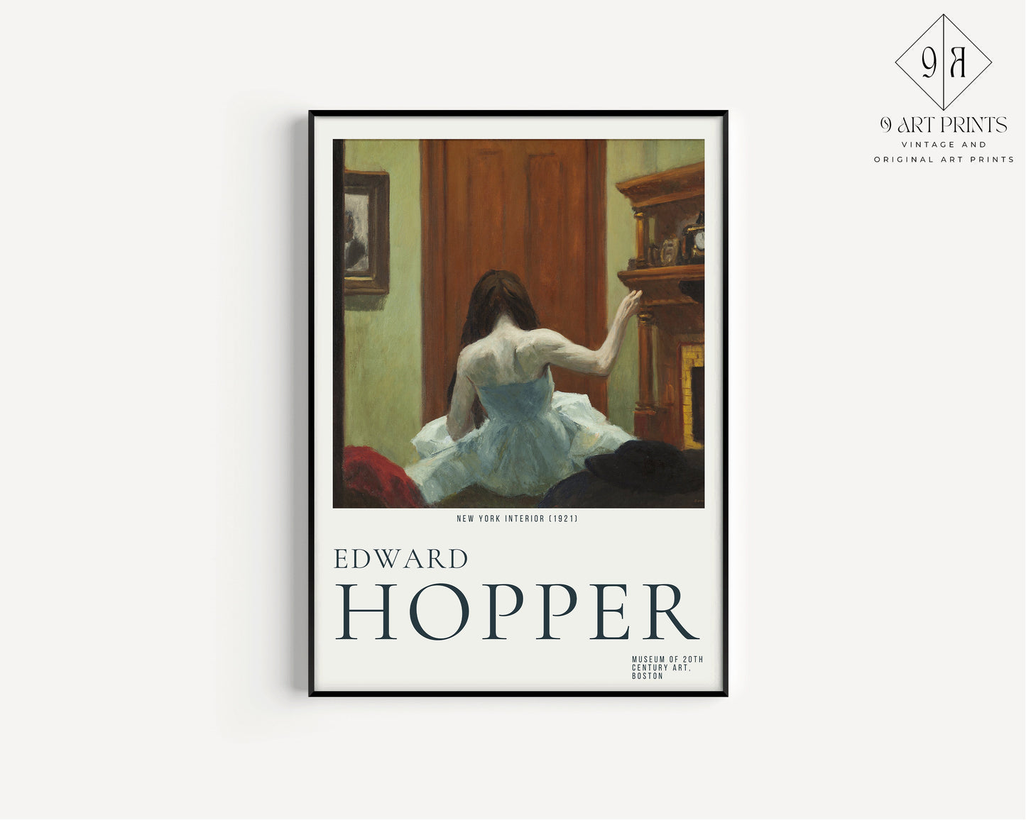 Set of 2 Edward Hopper Prints New York Interior Hotel Room Museum Exhibition Poster American Realist Framed Ready to Hang Home Office Decor